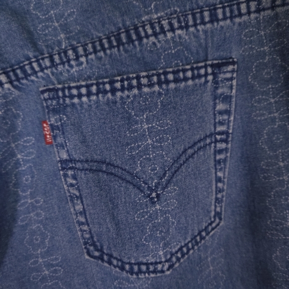Vintage‎ Womens Levi's Capris Med Wash Denim Floral 100% Cotton Size 14 MIS - Picture 5 of 10